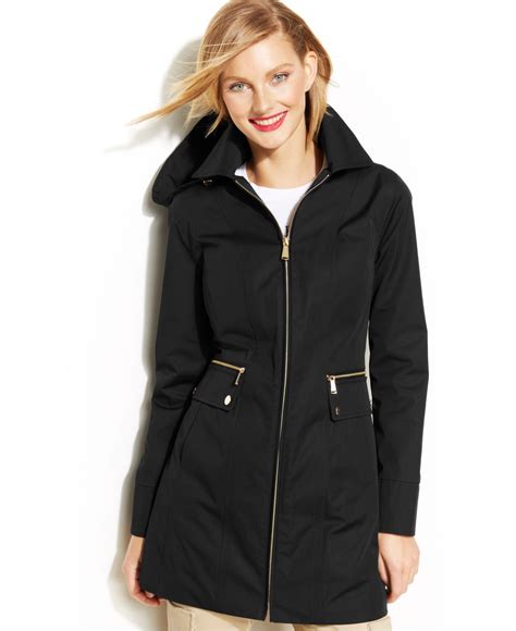 michael kors women's zipper hooded polyester rain jacket|Women's Michael Kors Raincoats & Rain Jackets .